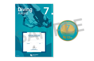 This is the Swim England Diving 7 Award, which is an a4 certificate and pin badge.