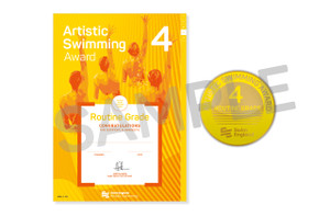 This is the Swim England Artistic Swimming Routine 4 Award, which is an a4 certificate and pin badge.