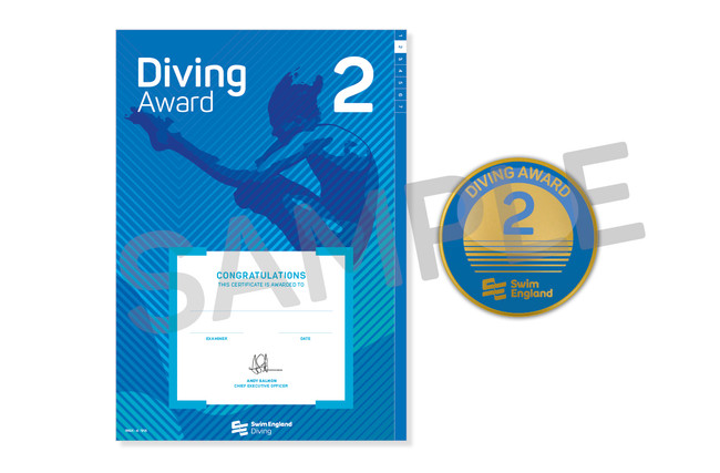 This is the Swim England Diving 2 Award, which is an a4 certificate and pin badge.
