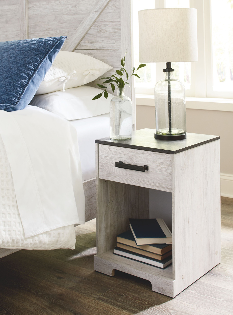 white bedside table one drawer