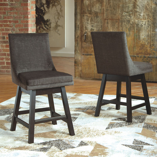 Tallenger Dark Gray Upholstered Swivel Barstool  (Set of 2)