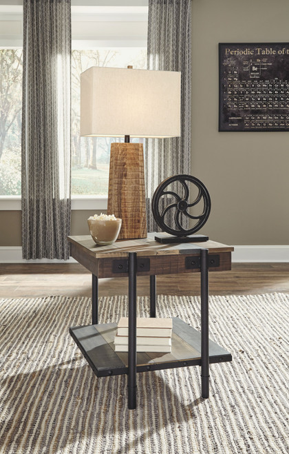 Bostweil Light Brown/Black Square End Table