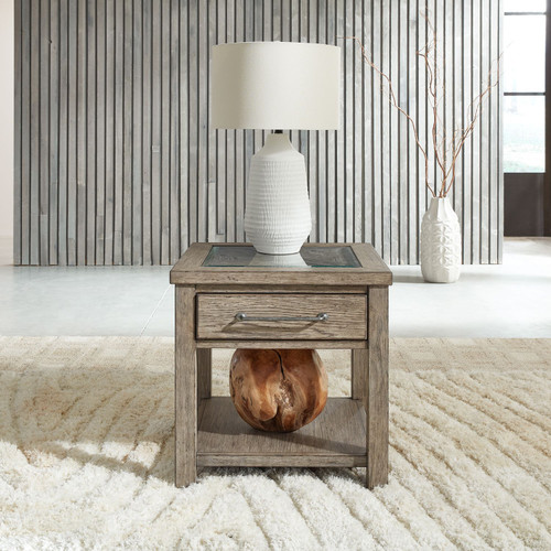 Rustic End Table with Single Drawer