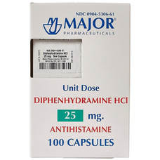 Diphenhydramine HCL 25MG Capsules, 100 pk/box