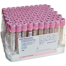 BD Vacutainer  Plus Plastic K2EDTA Tubes, 13 x 100 mm, 6 mL, 10.8 mg, 100/bx