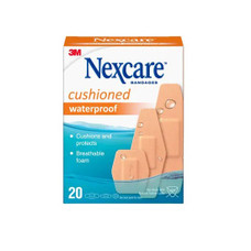 Nexcare Cushioned Waterproof Bandages, 20/box