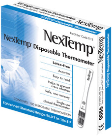 NexTemp Single-Use Oral / Axillary Fahrenheit Thermometers, 100/box