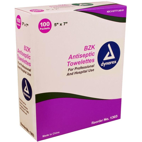 BZK Antiseptic Towelette, 100/Box