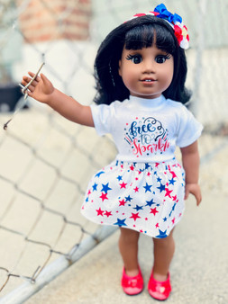 Free to sparkle red, white, blue inspired 18 inch doll outfit