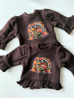Eat ham long sleeve ruffle shirt