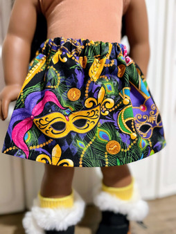 Carnival Nights Mardi Gras Mask Skirt for 18″ Dolls