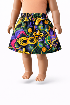 Carnival Nights Mardi Gras Mask Skirt for 18″ Dolls