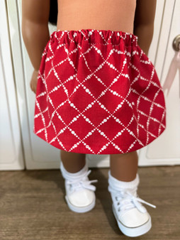 Classic Red & White Everyday Twirl Skirt for 18″ Dolls