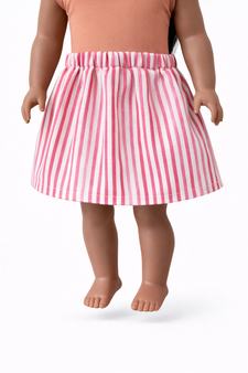 Bubblegum Stripe Skirt for 18″ Dolls