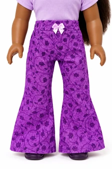 Purple vines bell bottoms pants |18 inch dolls