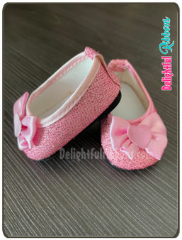 Glitter bow flats dress shoes pink