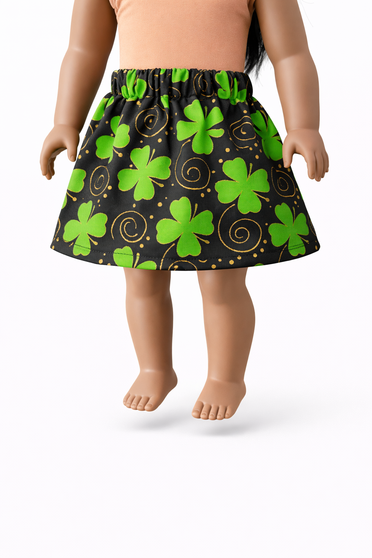 Lucky Charm Shamrock Print Skirt for 18″ Dolls