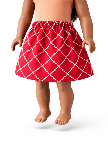 Classic Red & White Everyday Twirl Skirt for 18″ Dolls