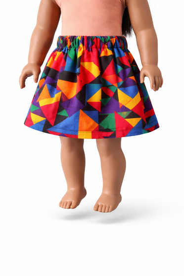 Colorful geometric Skirt for 18″ Dolls