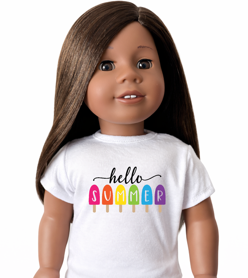 Hello summer Graphic shirt for 18 inch dolls