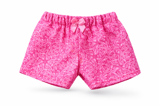 Pink paisley Shorts for 18-inch dolls