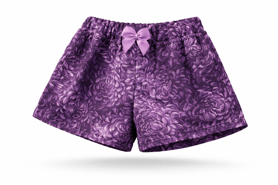 Purple floral shorts for 18-inch dolls