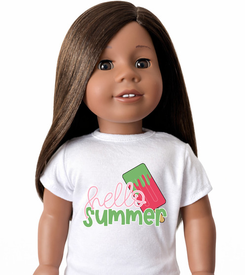 Hello summer Graphic shirt for 18 inch dolls