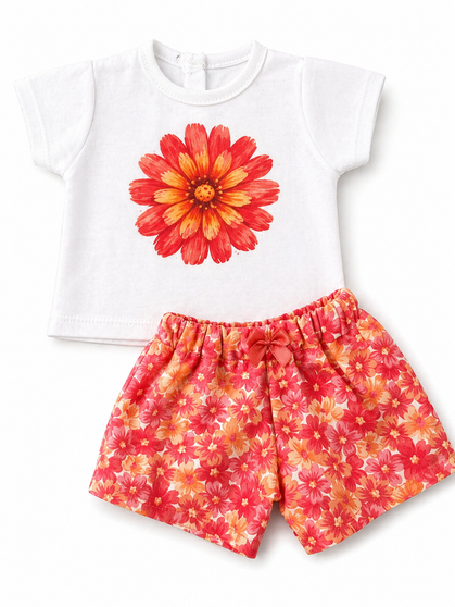 Sunkissed petals short set for 18 inch doll outfit