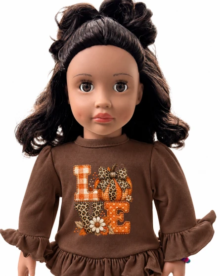 Autumn Love |18 Inch Doll Shirt | Ruffle Long Sleeve Doll Top