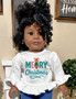 Crochet Merry Christmas long sleeve ruffle shirt (2 designs)