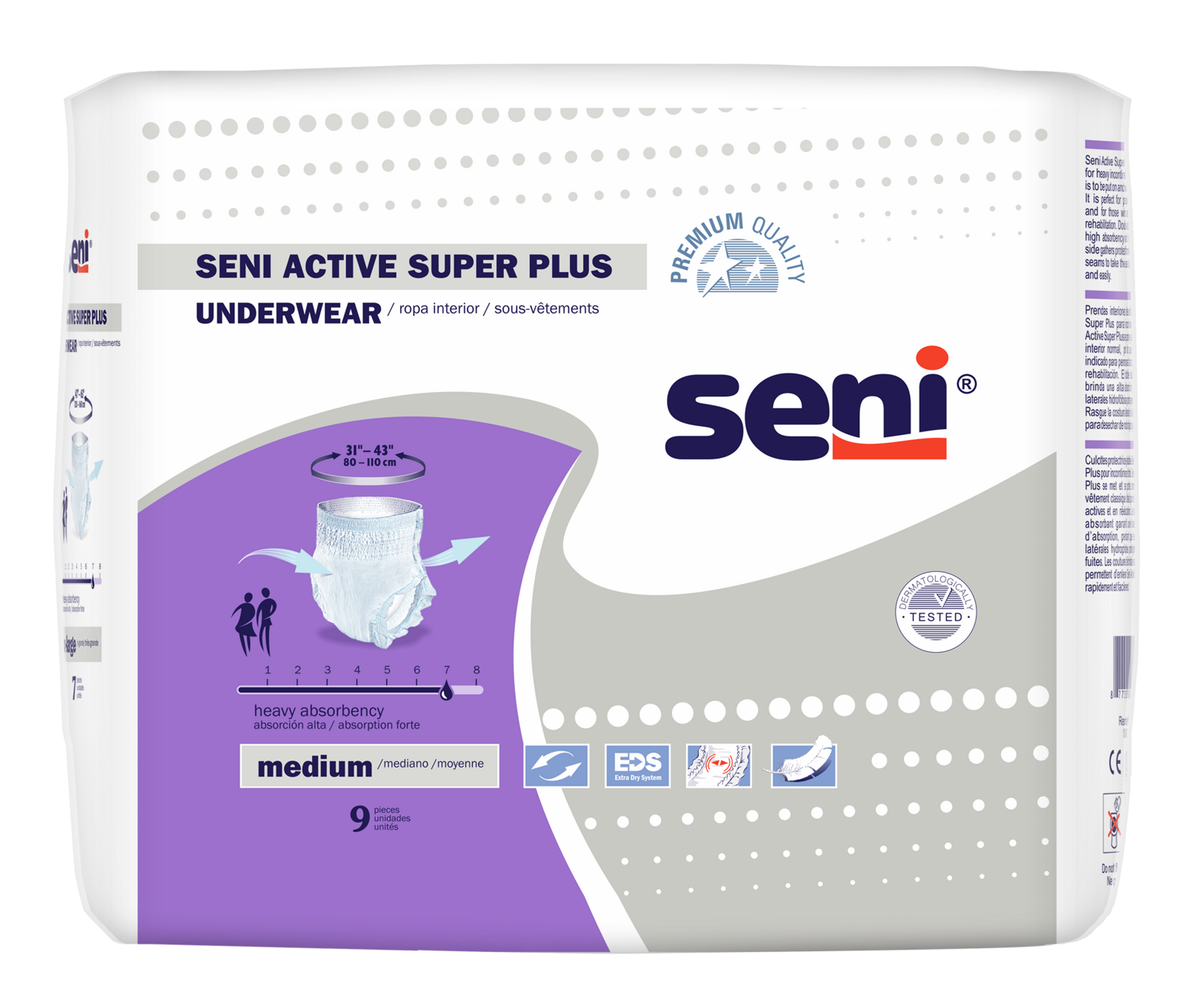 Seni Active Super Plus Underwear Medium case of 36 (4 -9ct packs