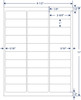 2-5/8 x 1 inch white sheeted paper labels with permanent adhesive, 30 labels per sheet, 250 sheets and 7500 labels per case, SKU 331266