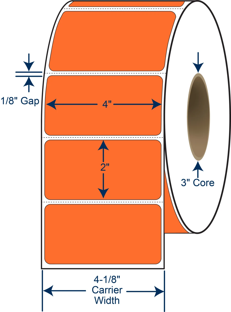 4" x 2" Orange PMS 021 Thermal Transfer Labels – SKU 640289