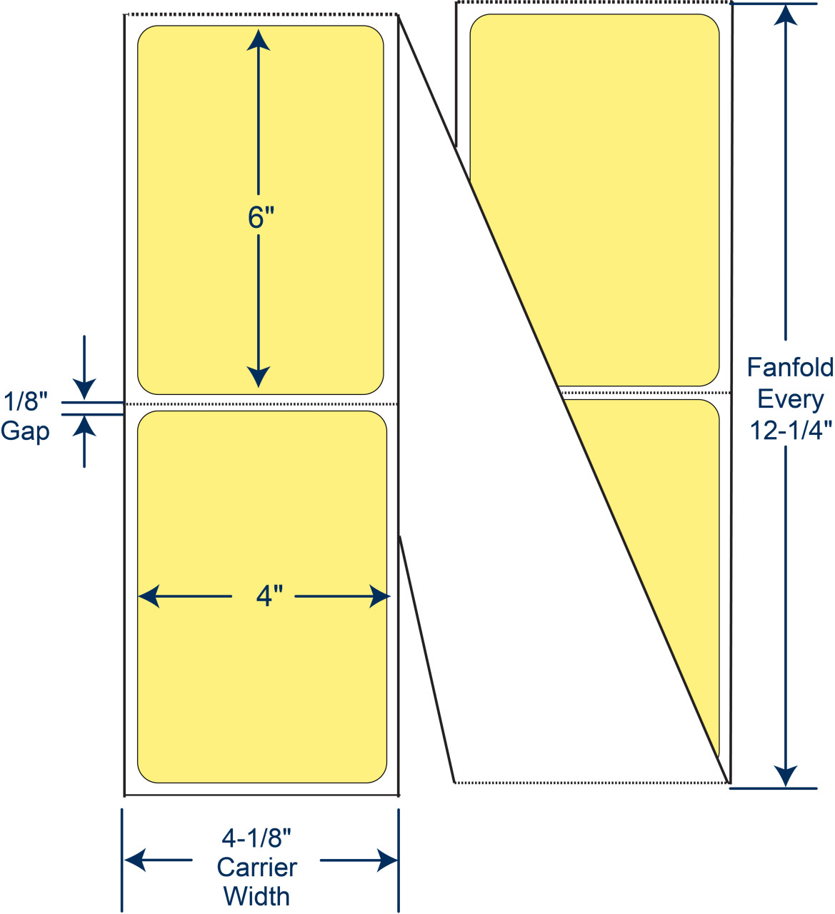 4 x 6 Pastel Yellow Fanfold Thermal Transfer Labels 640355
