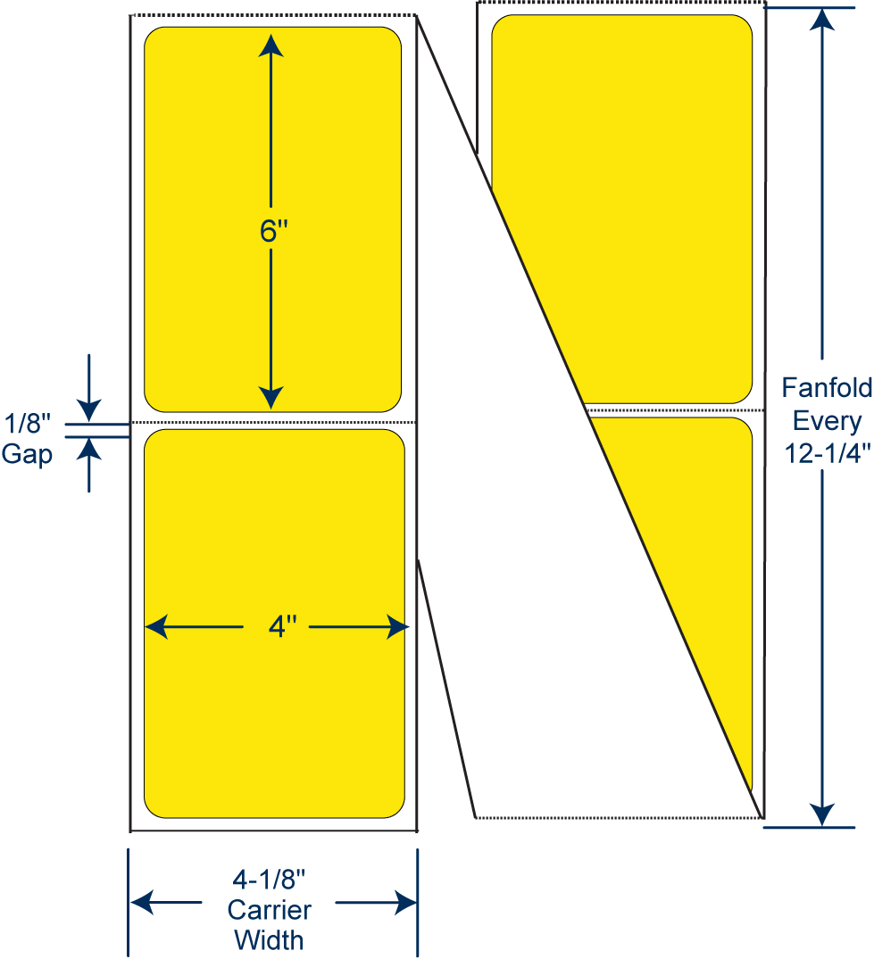 4 x 6 Pantone Yellow Fanfold Thermal Transfer Labels 640388