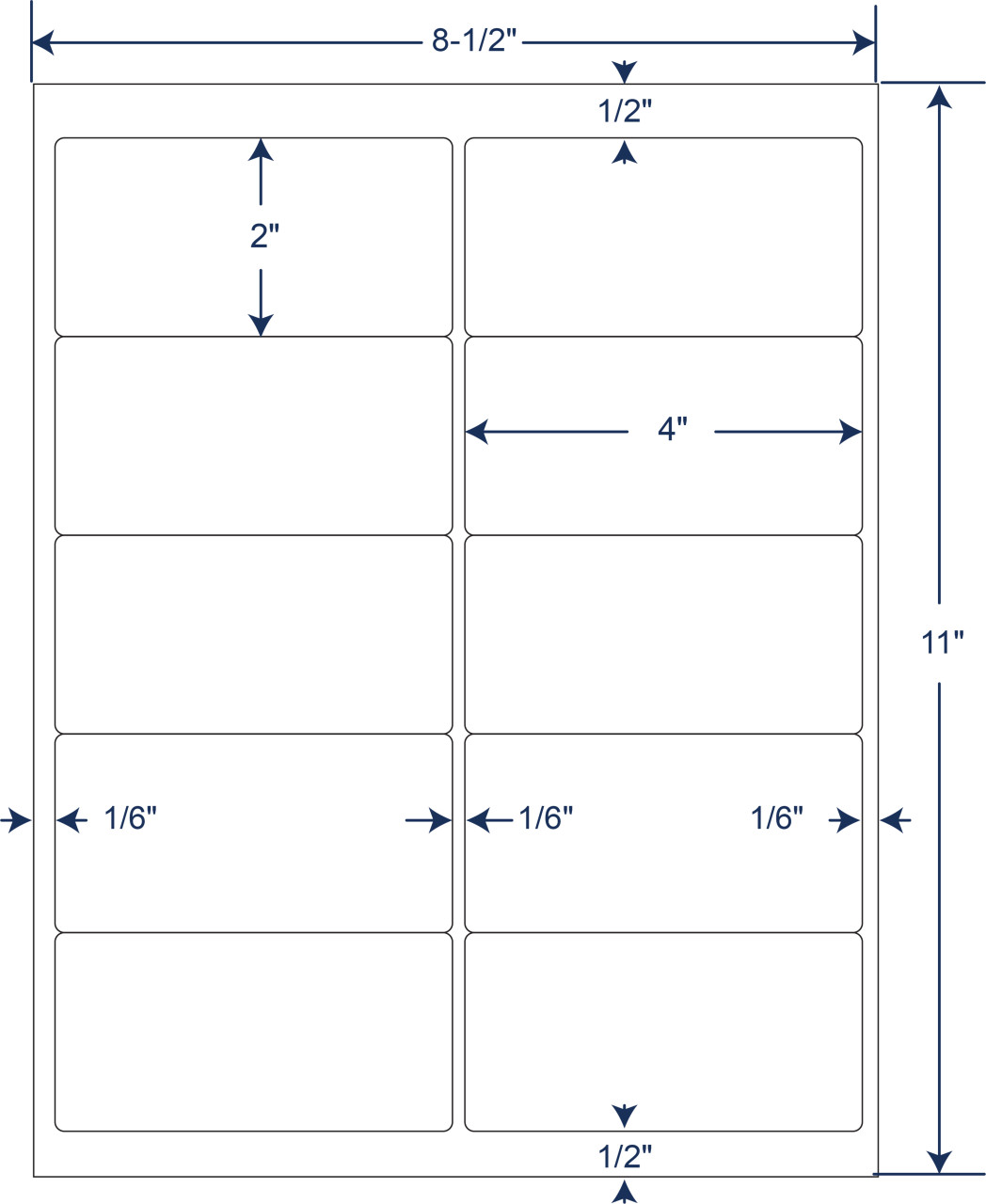 4 x 2 inch white cover-up sheeted labels with permanent adhesive, 10 labels per sheet, 250 sheets and 2500 labels per case, SKU 331637