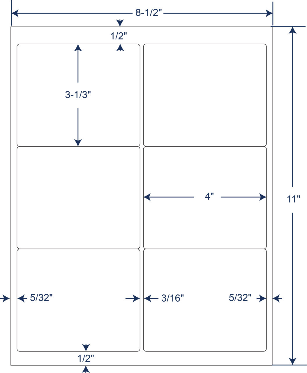 4 x 3 and one third inch white cover-up sheeted labels with permanent adhesive, 6 labels per sheet, 250 sheets and 1500 labels per case, SKU 331672