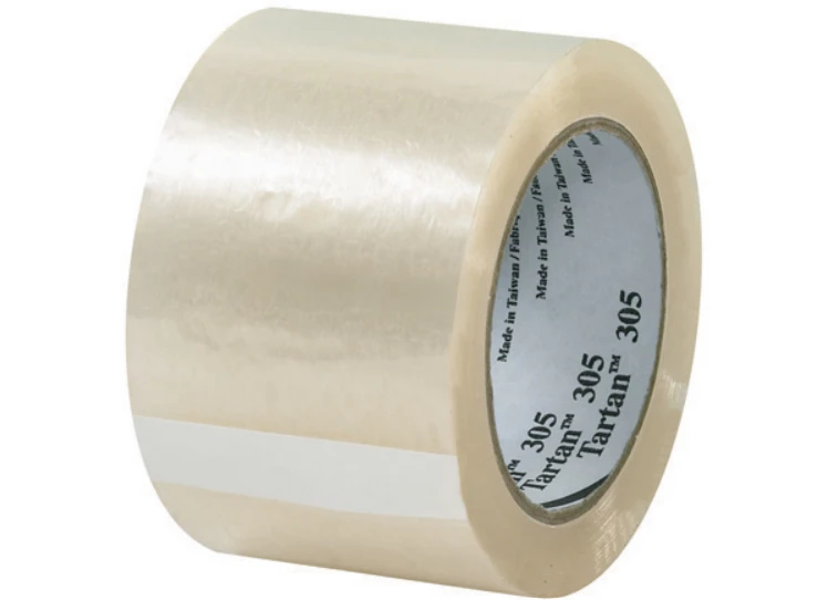 3M Tartan 305 clear carton sealing tape, 2 inches wide by 110 yards per roll, 1.8 mil polypropylene film with acrylic adhesive, case of 36 rolls, SKU T902305