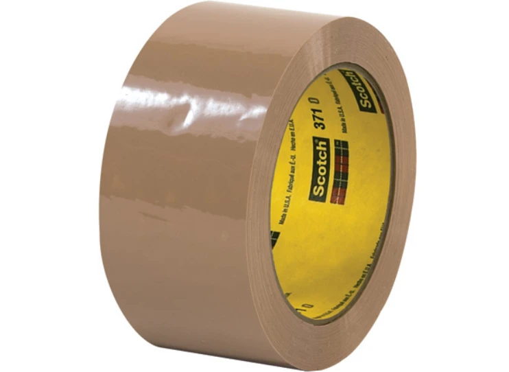 3M Scotch 371 tan carton sealing tape, 2 inches wide by 55 yards long, 36 rolls per case, t901371t