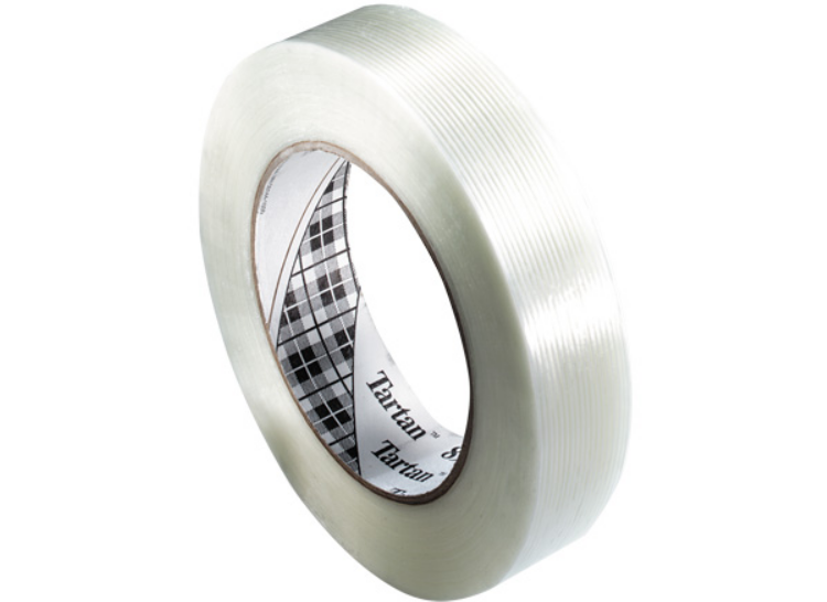 3M Tartan 8934 clear filament tape, 1/2 inch wide by 60 yards per roll, glass-yarn reinforced, 72 rolls per case