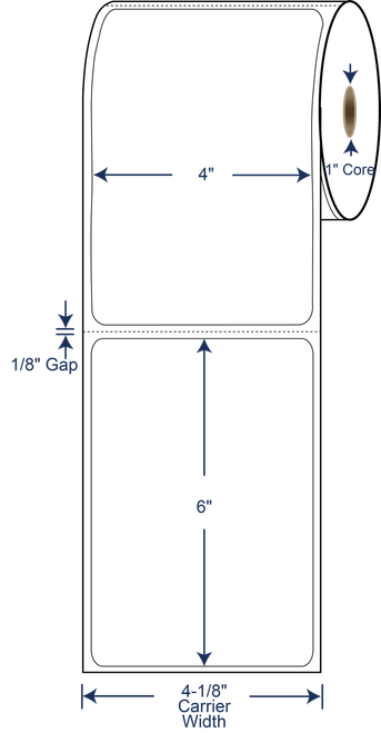 4" x 6" 5" OD Thermal Transfer Shipping Labels – SKU 650000