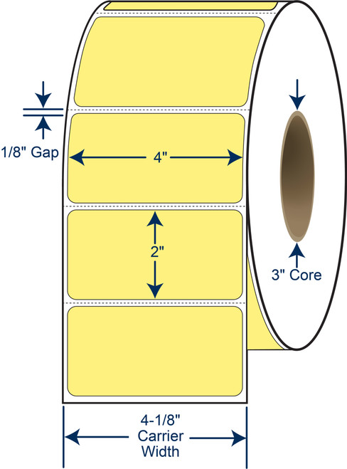 4" x 2" Pastel Yellow PMS 100 Thermal Transfer Labels – SKU 640245
