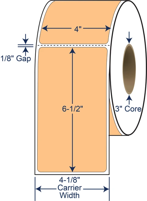 4" x 6 1/2" Pastel Orange PMS 148 Thermal Transfer Labels – SKU 640528