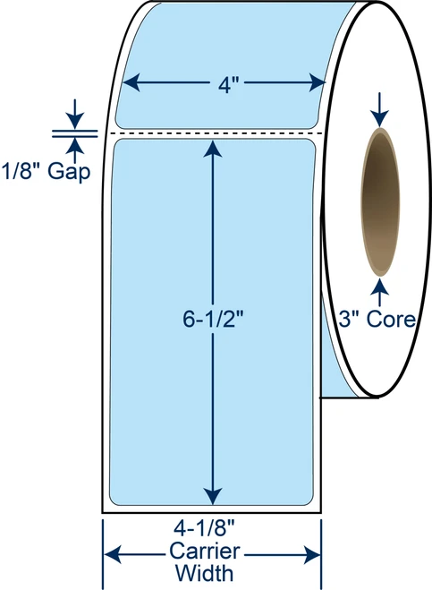 4" x 6 1/2" Pastel Blue PMS 290 Thermal Transfer Labels – SKU 640517