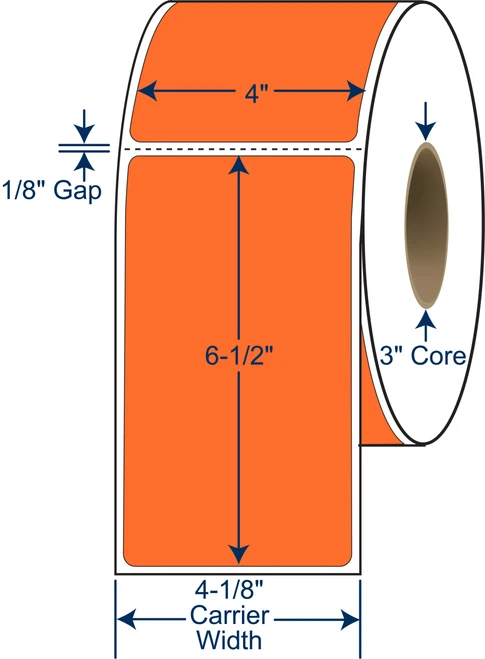 4" x 6 1/2" Orange PMS 021 Thermal Transfer Labels – SKU 640618