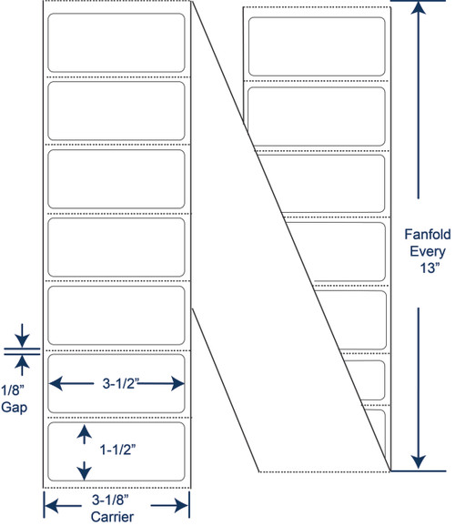 3" x 1 1/2" White Fanfold Thermal Transfer Labels – SKU 670454