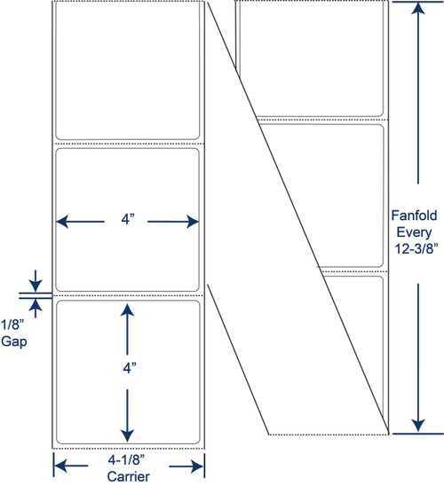4" x 4" White Fanfold Thermal Transfer Labels – SKU 670904