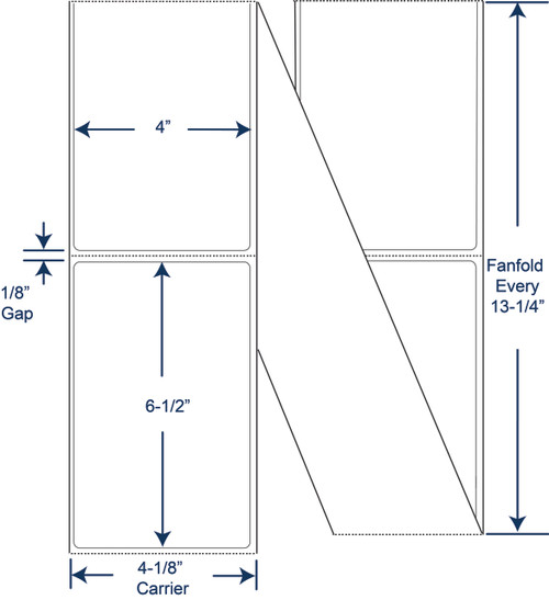 4" x 6 1/2" White Fanfold Thermal Transfer Labels – SKU 670105