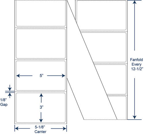 5" x 3" White Fanfold Thermal Transfer Labels – SKU 671152