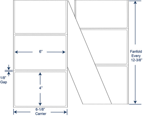 6" x 4" White Fanfold Thermal Transfer Labels – SKU 672006